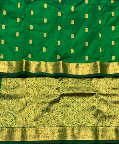 Pure Kanchipuram Silk Green Colour with Golden Colour