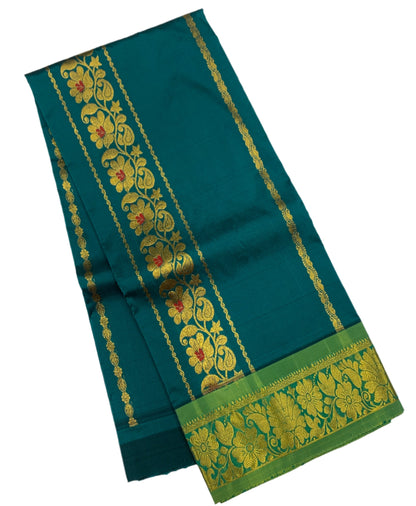 Green shade Semi silk Kids Pattu Pavadai with Contrast border for age 5 to 10