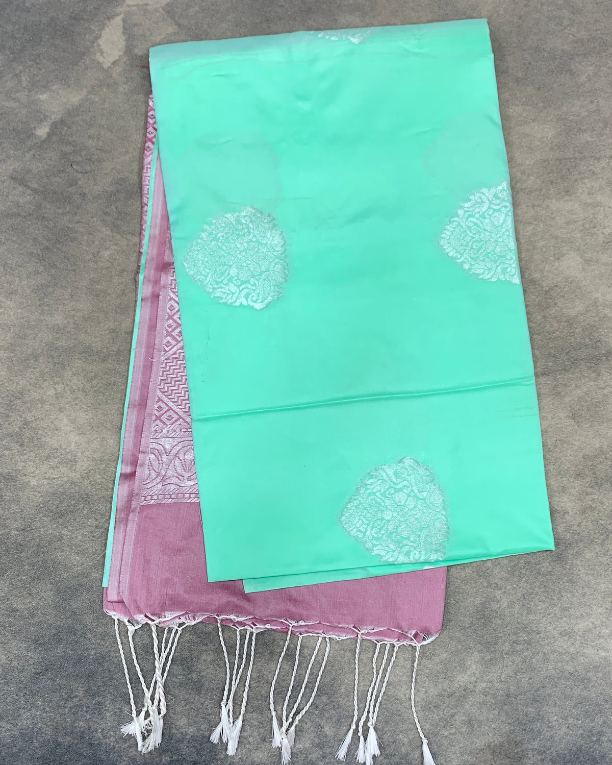 Art Silk Saree Mint Green Colour with Borderless