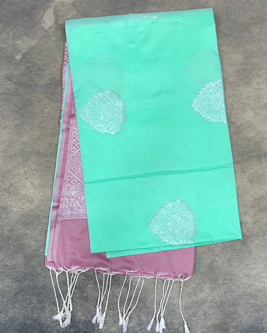 Art Silk Saree Mint Green Colour with Borderless