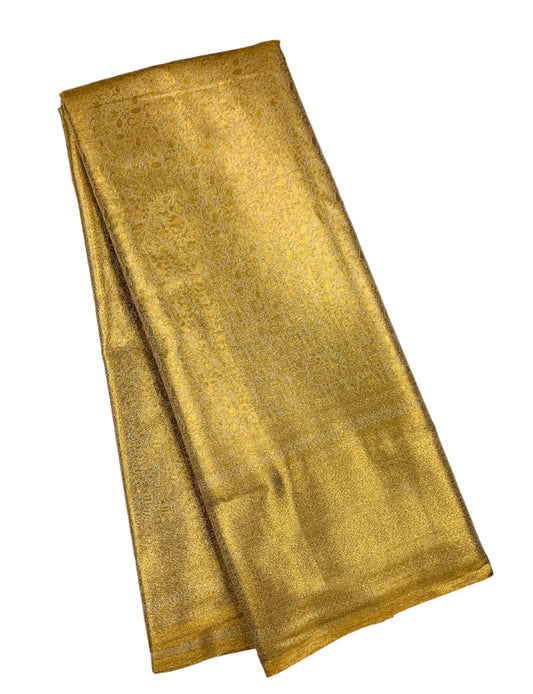 Golden Colour Soft Kanchi Tissue Pattu Saree with Self Border