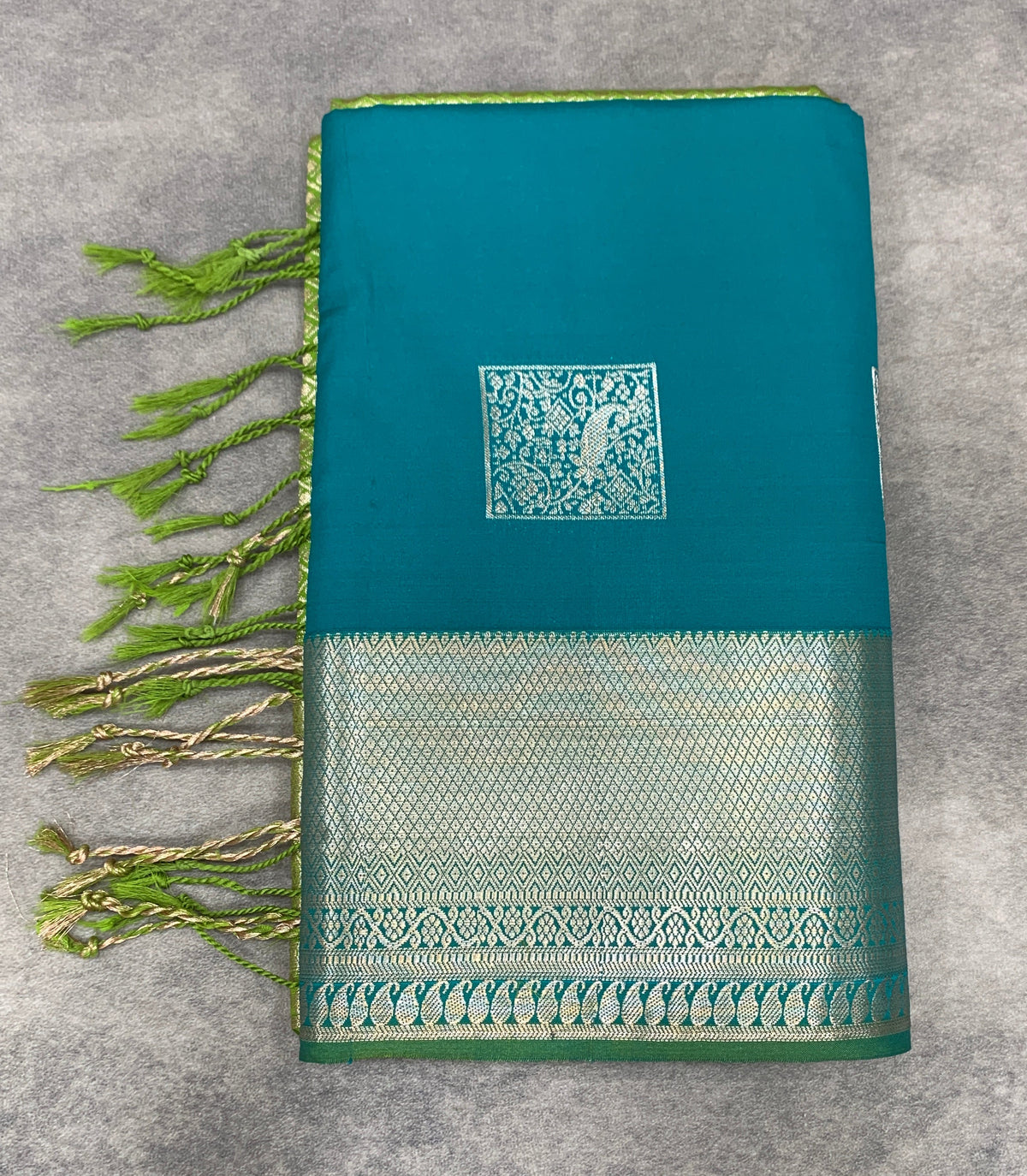Art Silk Saree Parrot Green with Copper Zari Border