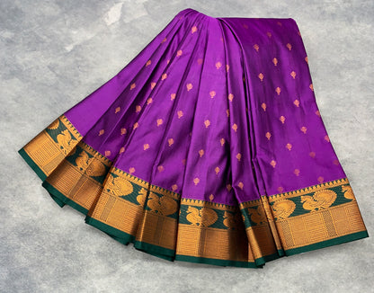 Soft Silk Casual Saree Magenta with Green Colour Border