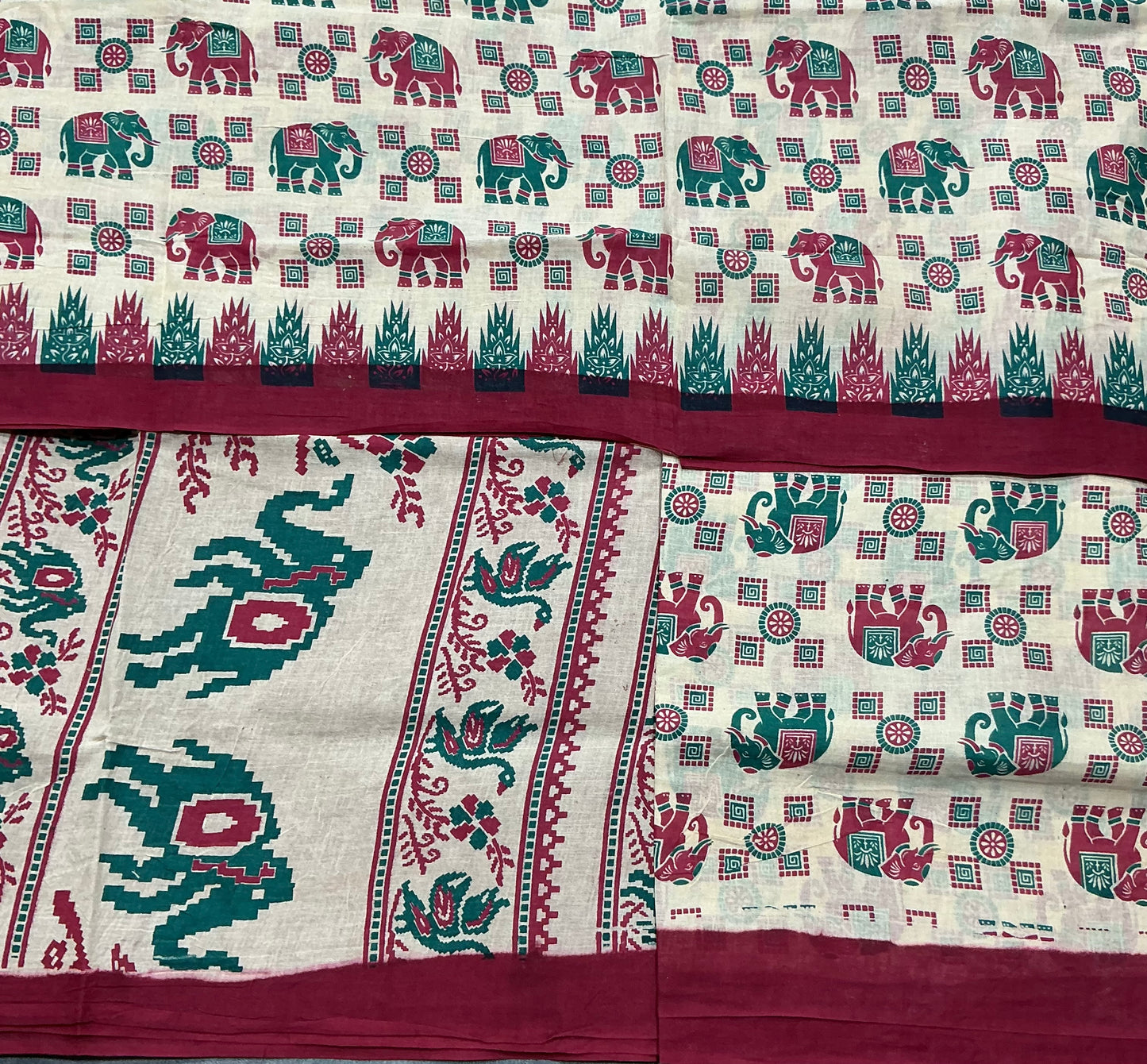 Chettinad Sungudi Cotton Off White Colour with Red Colour Border