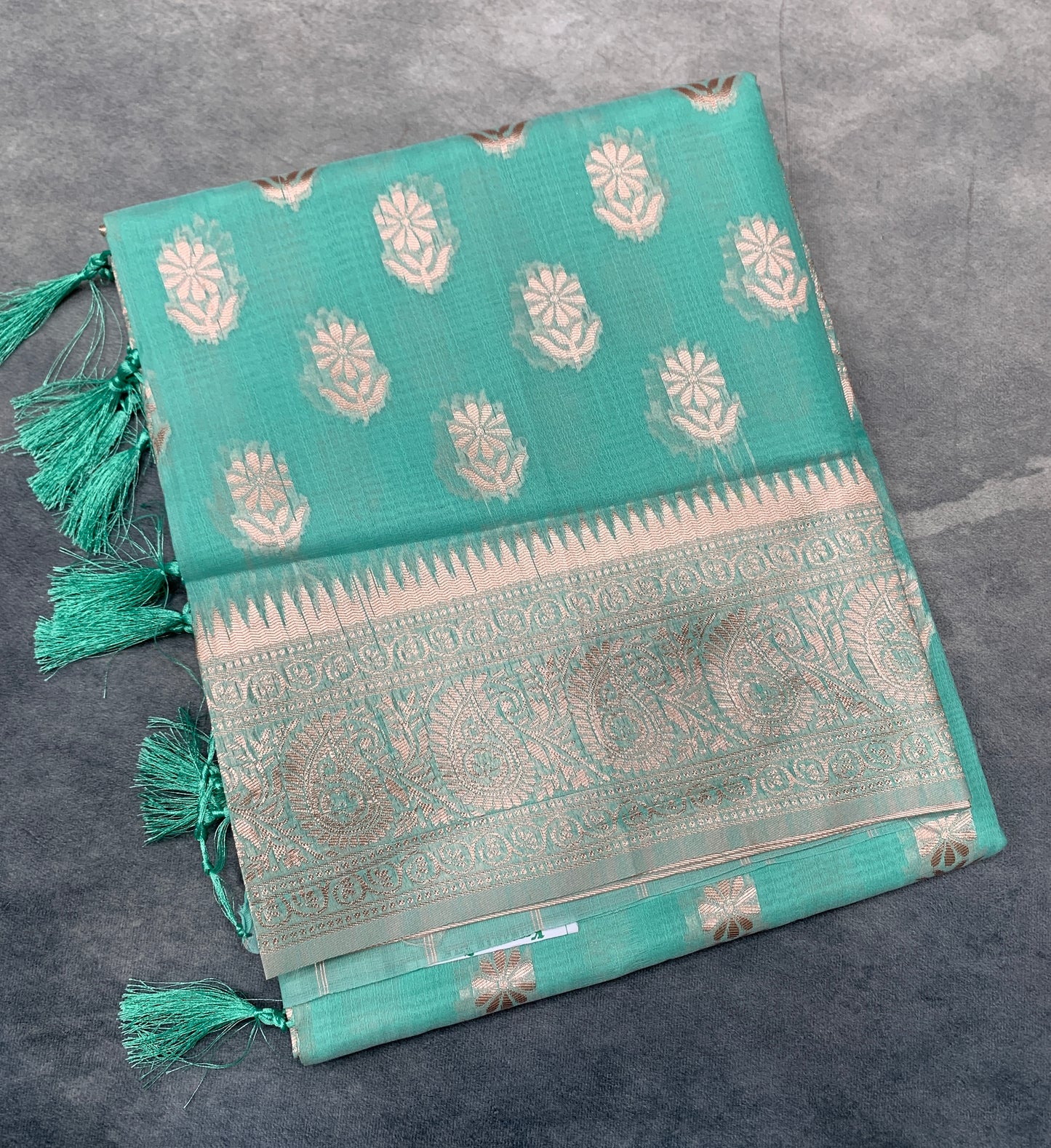 Banaras Katan Saree Sapphire Colour with Katan Work Border