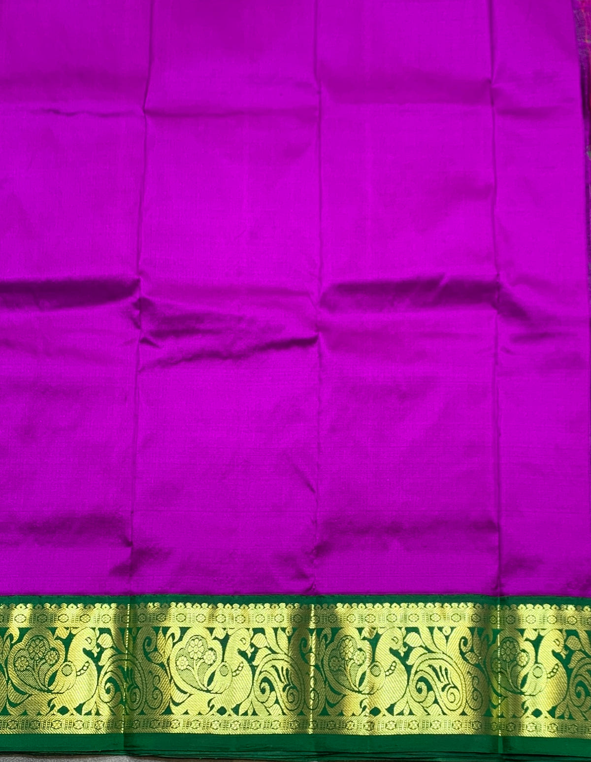 Purple Shade Pure Kanchipuram Kids Pattu Pavadai with Contrast Border for Newborn to 2 Years