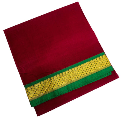Chettinad Cotton Saree Brown Shade with Green Border