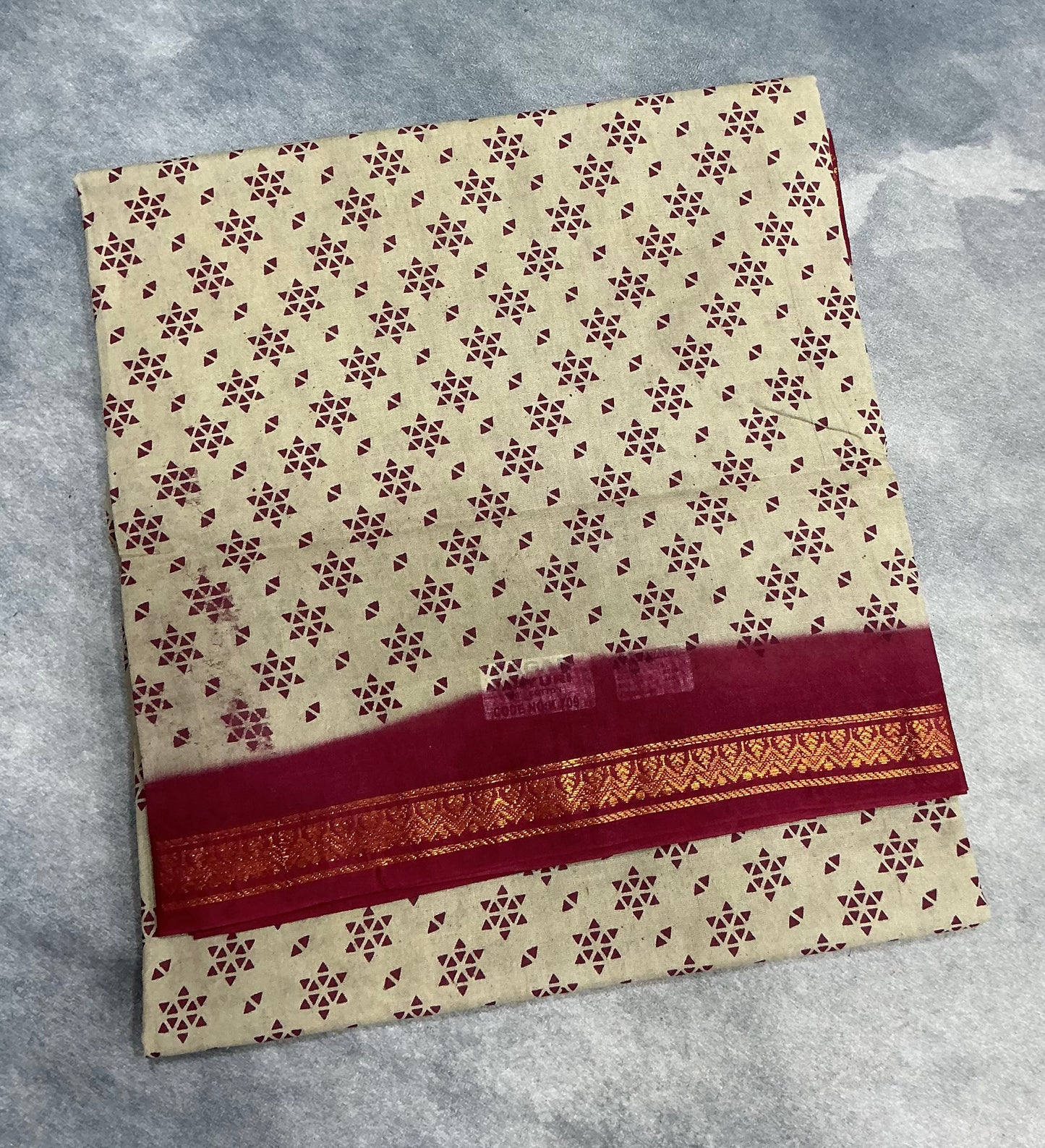 Chettinad Sungudi Cotton Tussar Colour with Maroon Colour Border