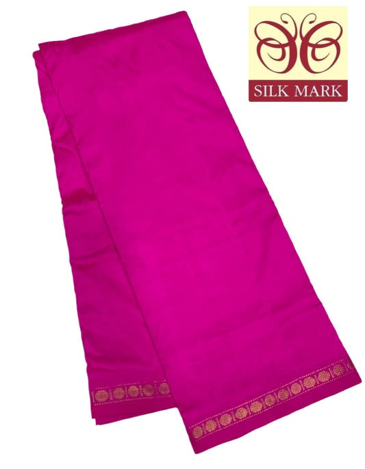 9X5 Pure Silk Dhoti Pink Small Border