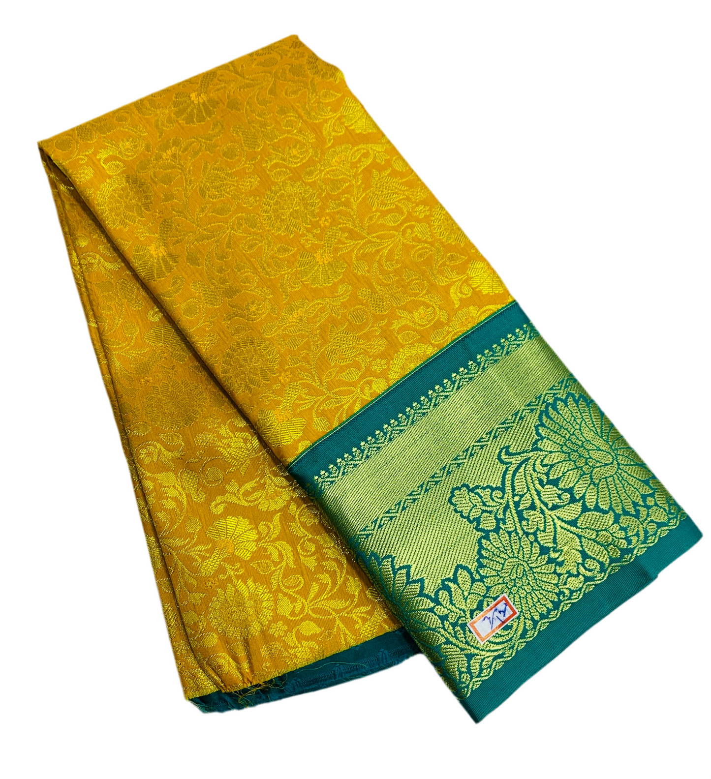 Mustard Shade Vegan Silk Kids Pattu Pavadai with Contrast Border for age 2 to 5