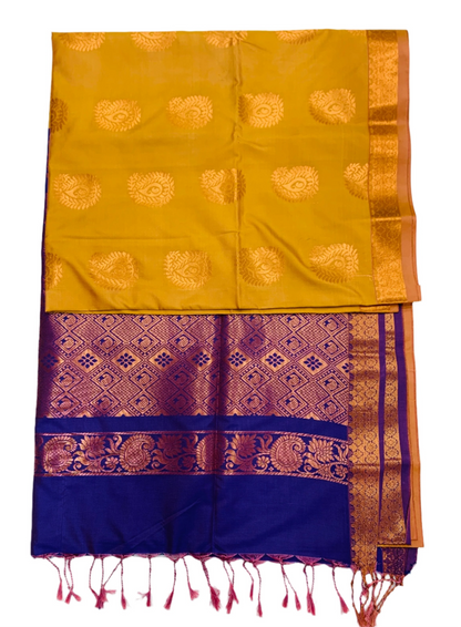 Soft Vegan Silk Saree Golden Yellow shade