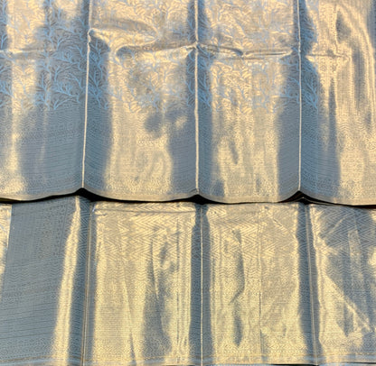 Fancy Tissue Saree Light Sapphire Colour with Self Design Border