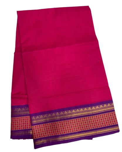 Chettinad Cotton Saree Pink Colour with Lavender Border