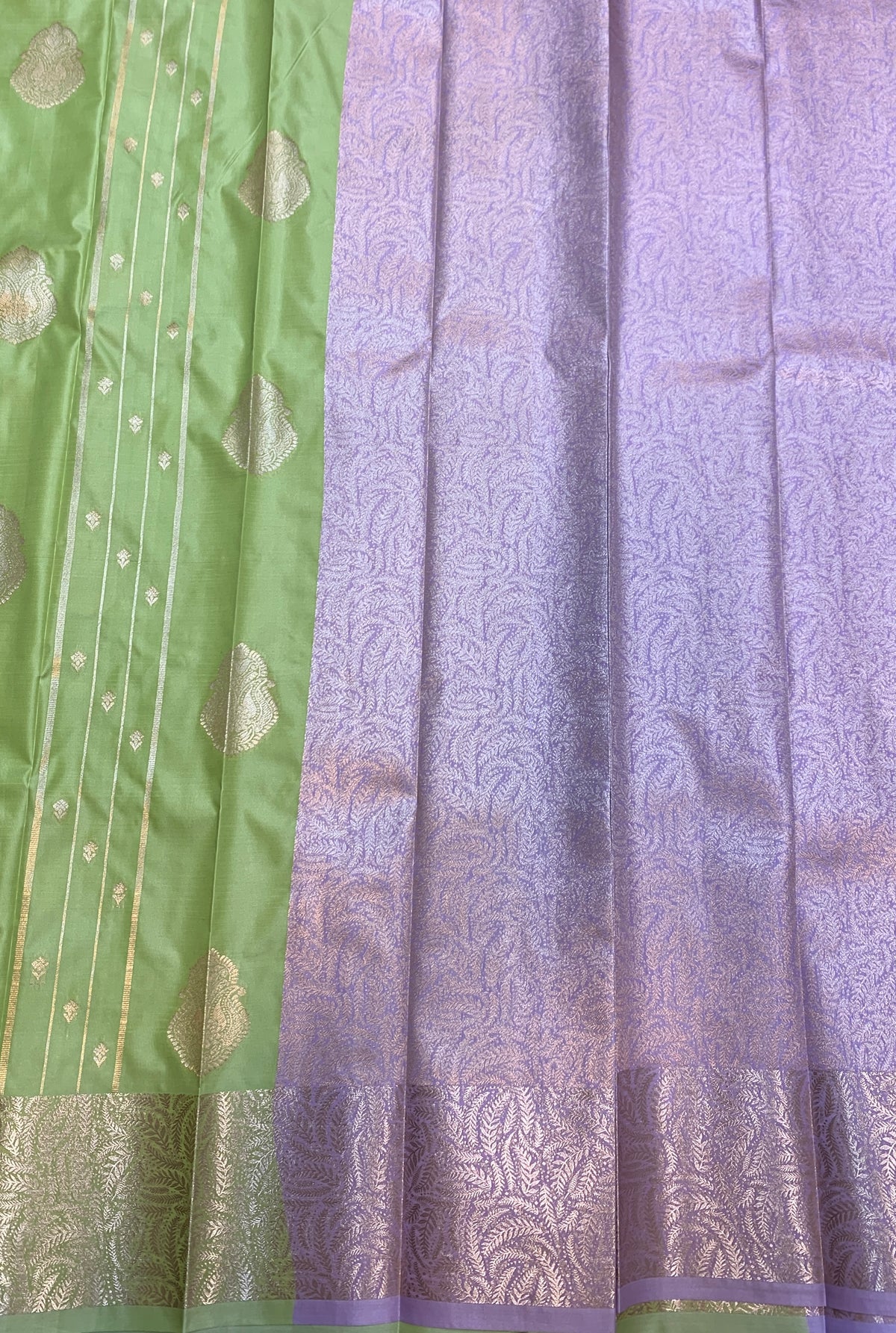 Soft Silk Casual Saree Pista Green with Sliver Zari Border