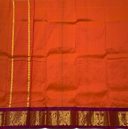 Orange Shade Semi Silk Kids Pattu Pavadai with Contrast border for Age 2 to 5
