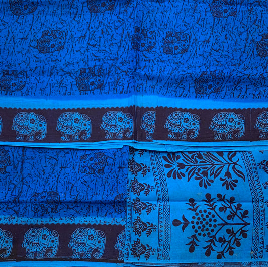 Chettinad Sungudi Cotton Sky Blue Colour with Navy Blue Border