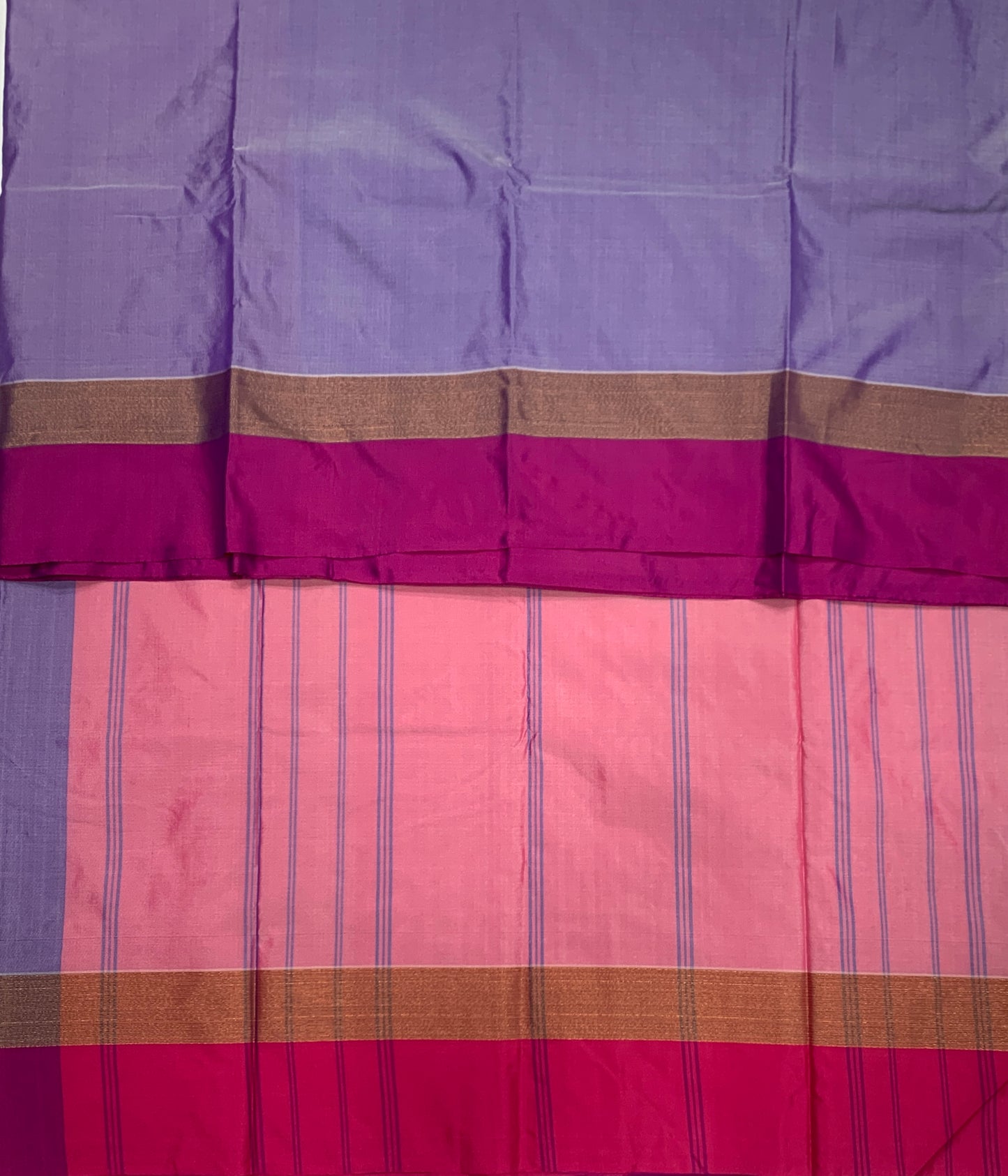 Arani Silk Saree Lavender Colour with Pink and Golden Zari Border