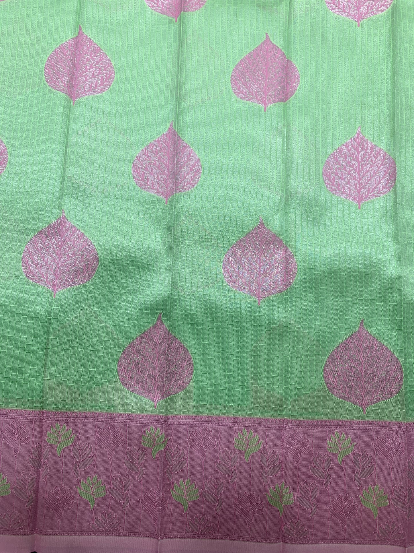 Art Silk Saree Pista Green Colour with Baby pink Colour Border