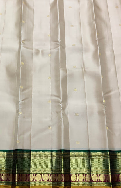 Pure Kanchipuram Silk Tussar Colour with Green and Golden Zari Border