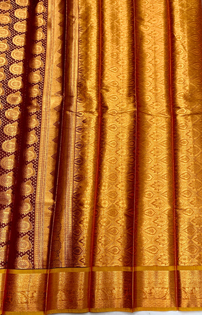 Vegan Silk Saree Purple Colour with Copper Border