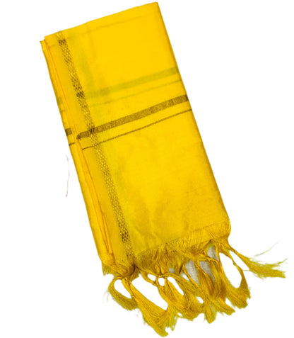 Silk Pooja Towel Lemon Yellow Colour