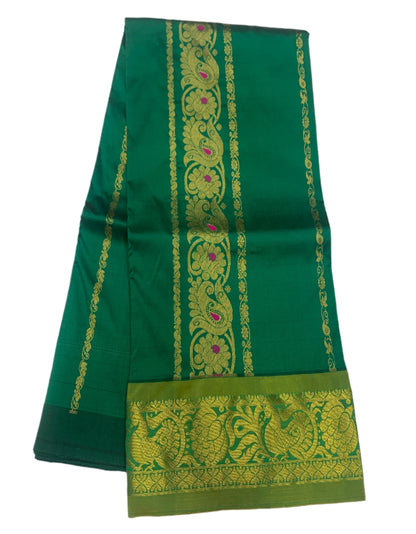 Green shade Semi Silk Kids Pattu Pavadai with Self Border for age above 10 years