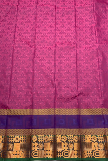 Synthetic Cotton Saree Magenta Colour with Copper Border