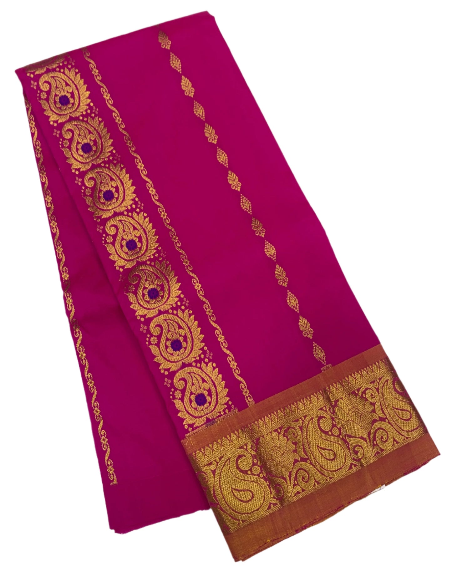 Pink shade Semi silk Kids Pattu Pavadai with Contrast border for age 5 to 10