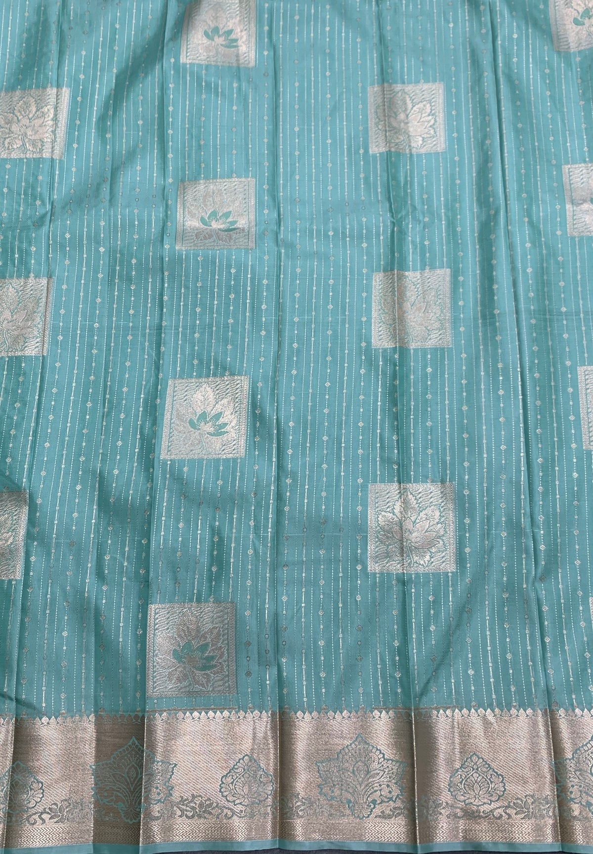 Soft Silk Casual Saree Sapphire with Sliver Zari Border