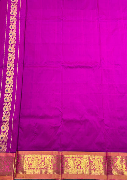 Purple shade Semi Silk Kids Pattu Pavadai with Contrast border for age above 10 years