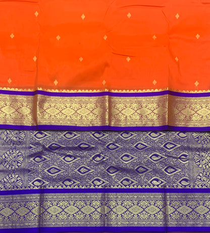 Orange Colour Saree with Golden and Blue Border