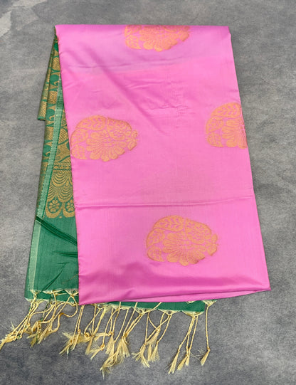 Art Silk Saree Baby Pink Colour with Borderless