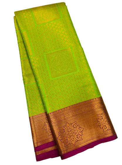 Art Silk Saree Light Green Colour with Magenta Border