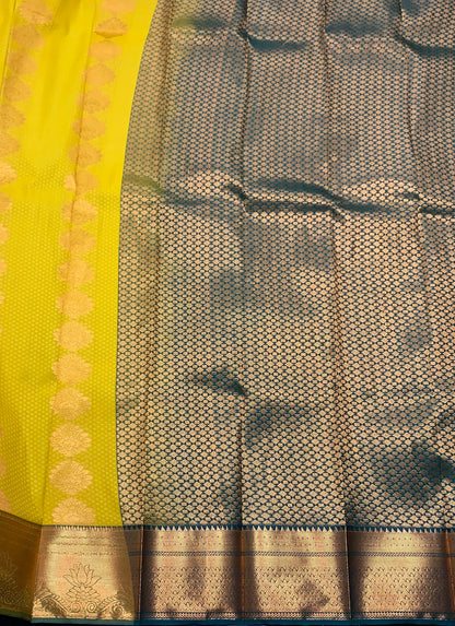 Vegan Silk Saree Mustard Colour Saree with Copper Border