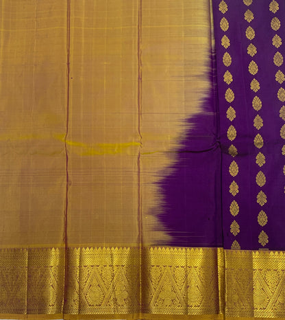 Violet shade Pure kanchipuram Kids Pattu Pavadai with contrast border for newborn to 2 Years