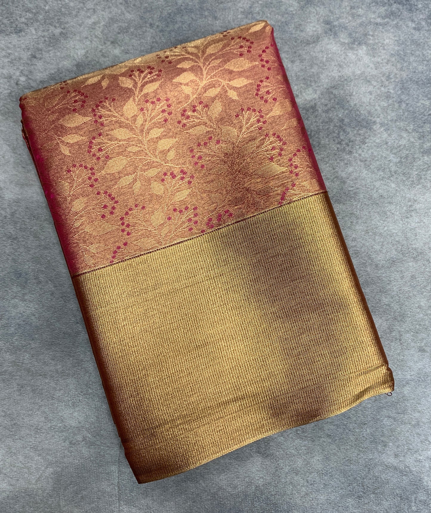 Fancy Tissue Saree Pink Colour with Copper Colour Border