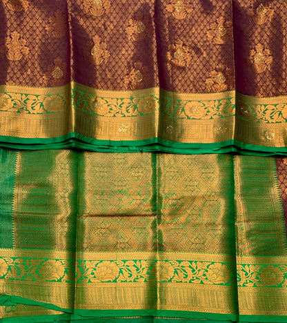 Art Silk Saree Magenta Shade with Green Border