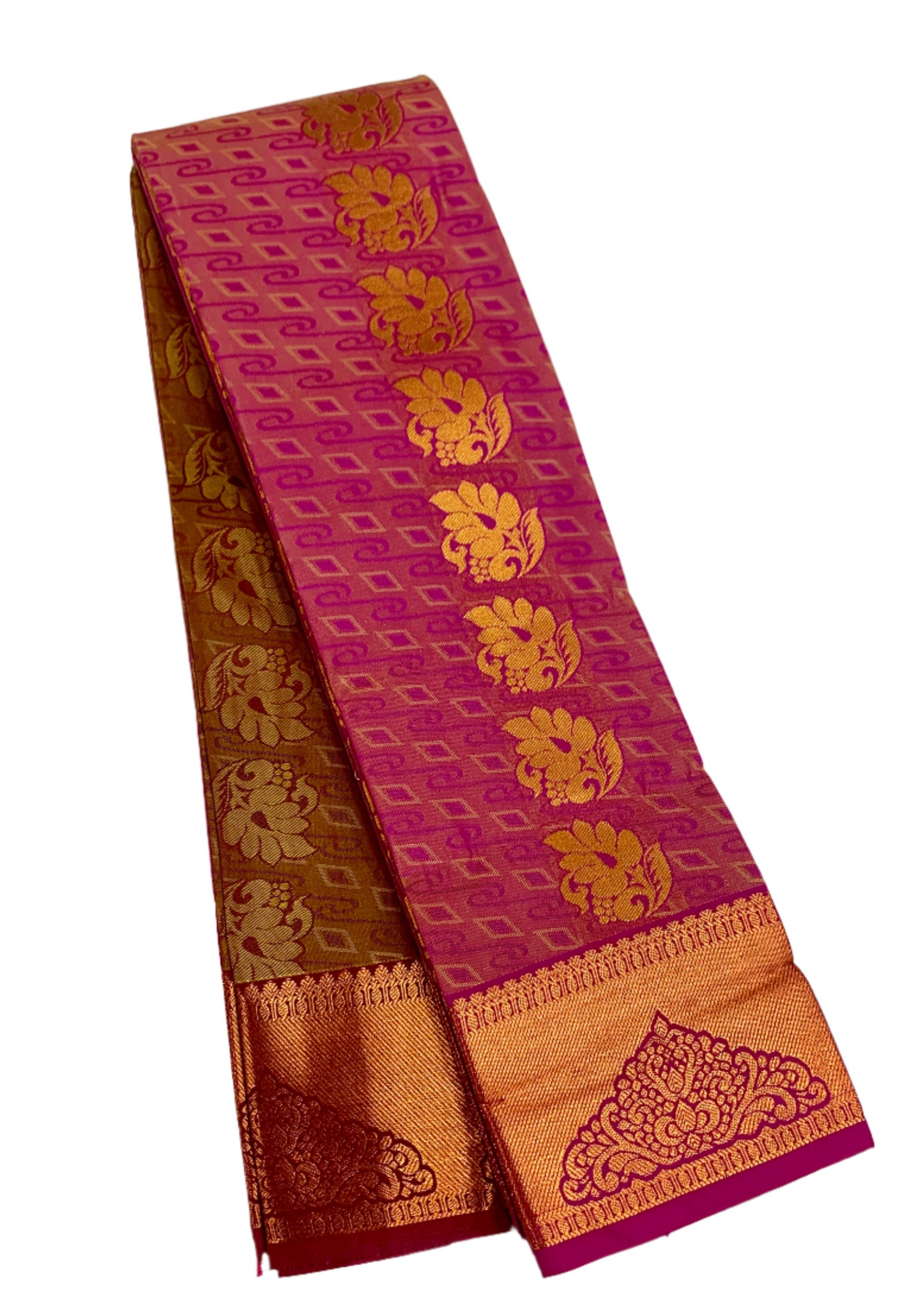 Vegan Silk Saree Pink shade with Copper Border