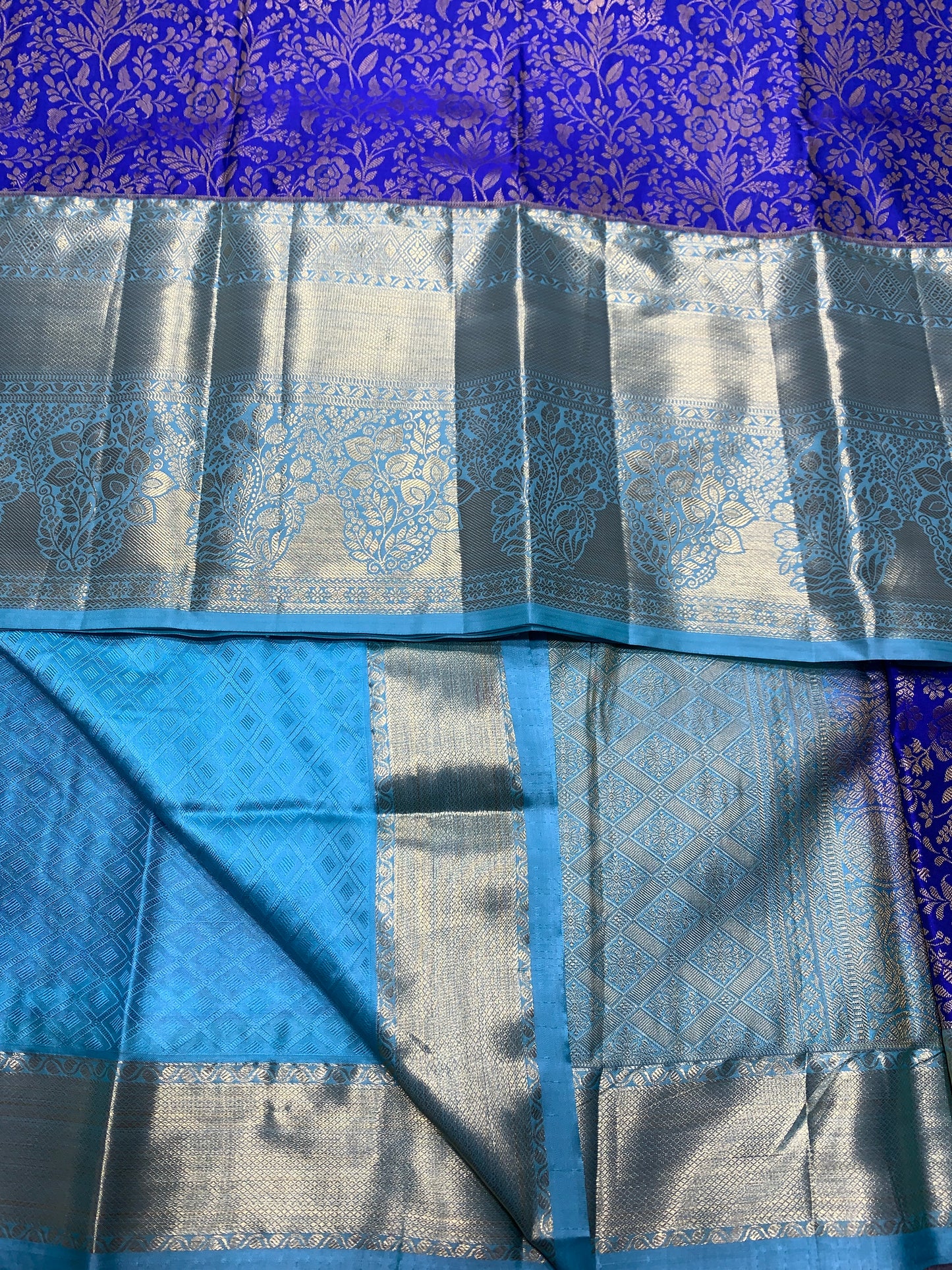 Blue Colour Soft Kanchi Tissue Pattu Saree with Large Sapphire Border