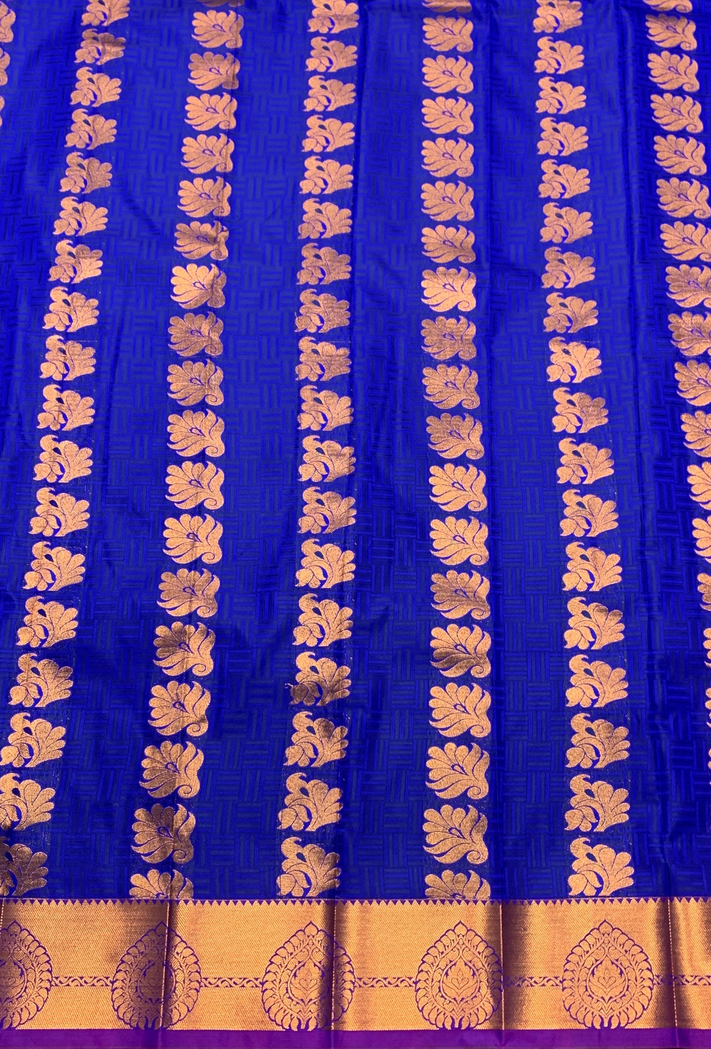 Vegan Silk Saree Blue Colour Saree with Copper Border