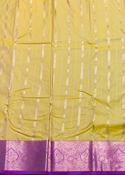 Soft Silk Casual Saree Golden Colour with Pink Colour Border