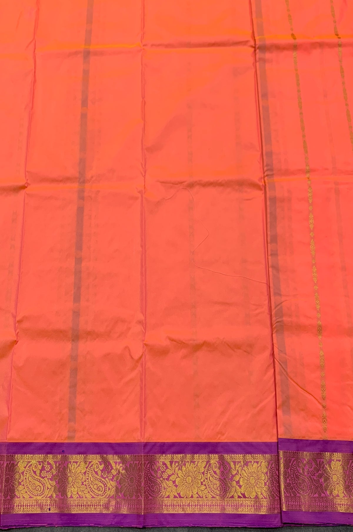Peach shade Semi Silk Kids Pattu Pavadai with Contrast border for age above 10 years