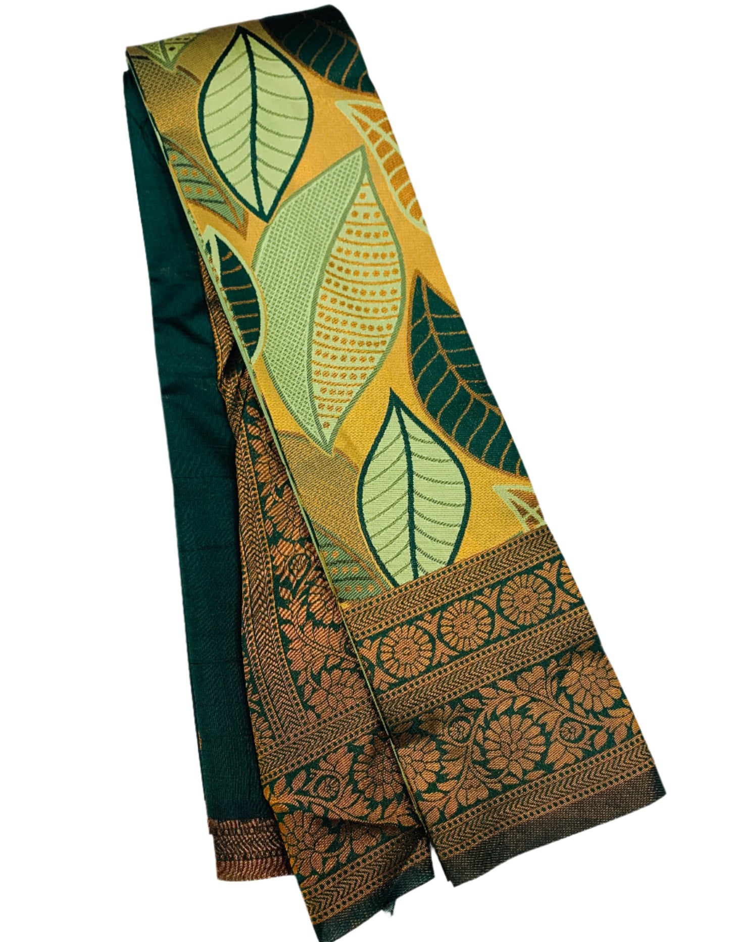 Art Silk Saree Pista Green Colour with Leaf Design