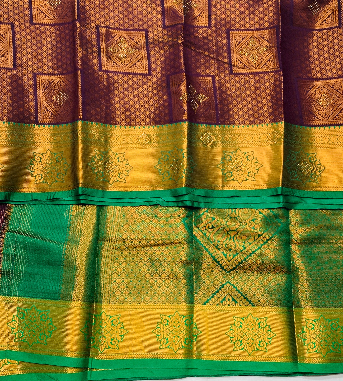 Art Silk Saree Beetroot Colour with Green Border