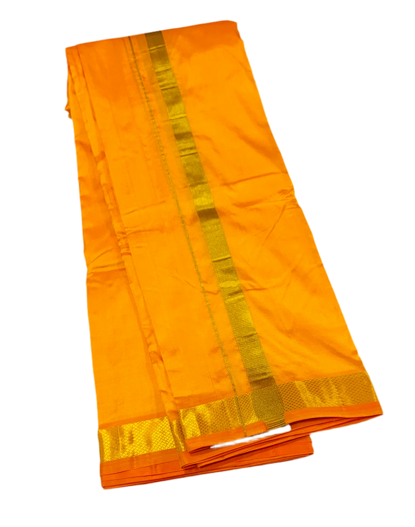 9X5 Pure Silk Dhoti Yellow Small Border