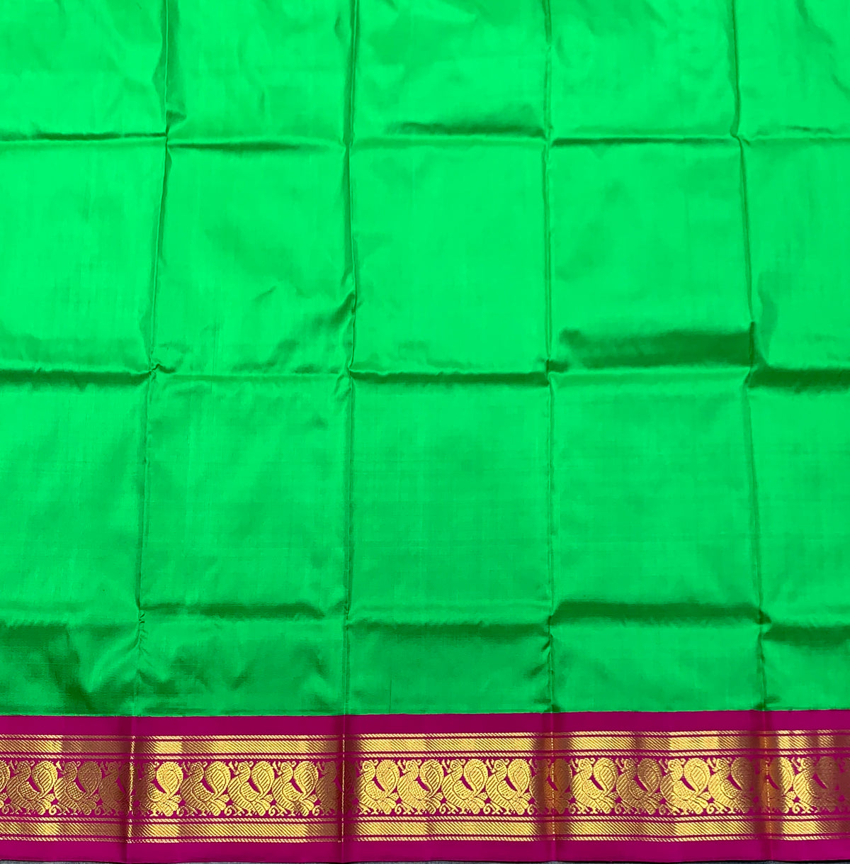Light Green Shade Pure Kanchipuram Kids Pattu Pavadai with Contrast Border for age 2 to 5