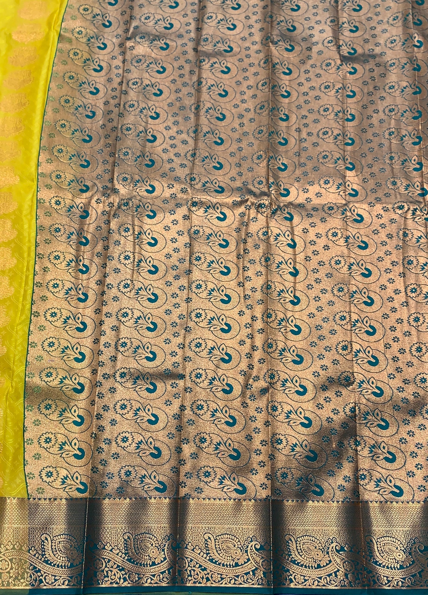 Vegan Silk Saree Mustard Colour Saree with Copper Border