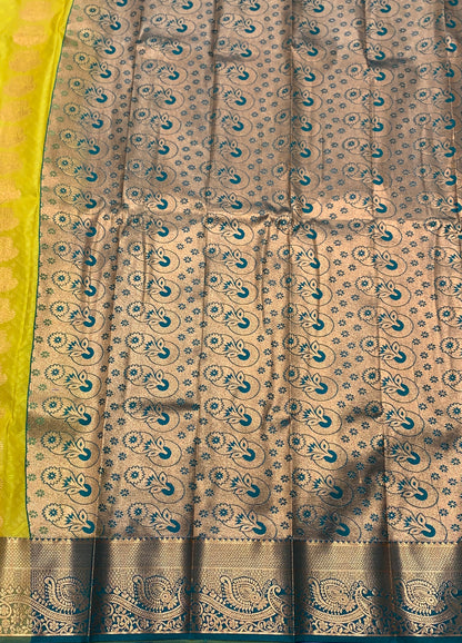 Vegan Silk Saree Mustard Colour Saree with Copper Border