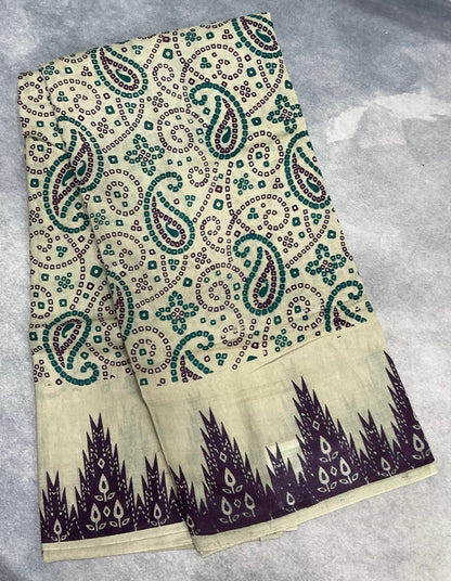 MulMul Cotton Cream Colour with Temple Border