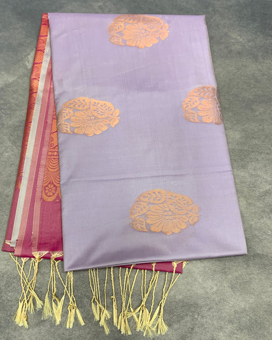 Art Silk Saree Lavender Colour with Borderless